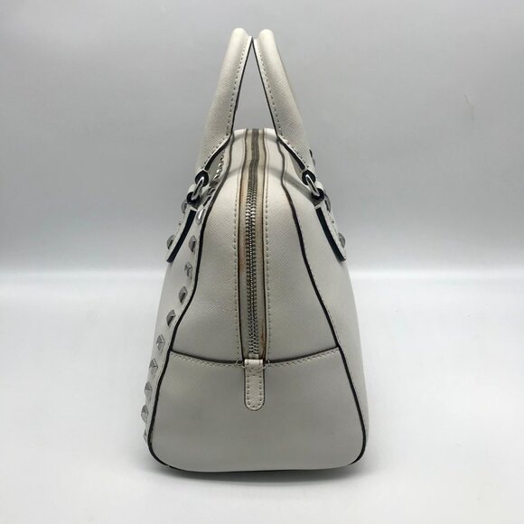 Michael Kors White Saffiano Leather Studded Satchel - Picture 4 of 13